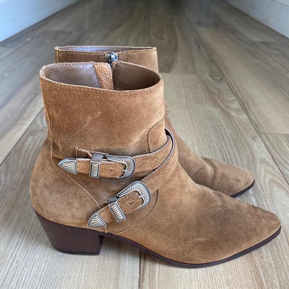 FRYE Ellen Buckle Boots in Chestnut size 8.5, Frye Western Cowboy Boots